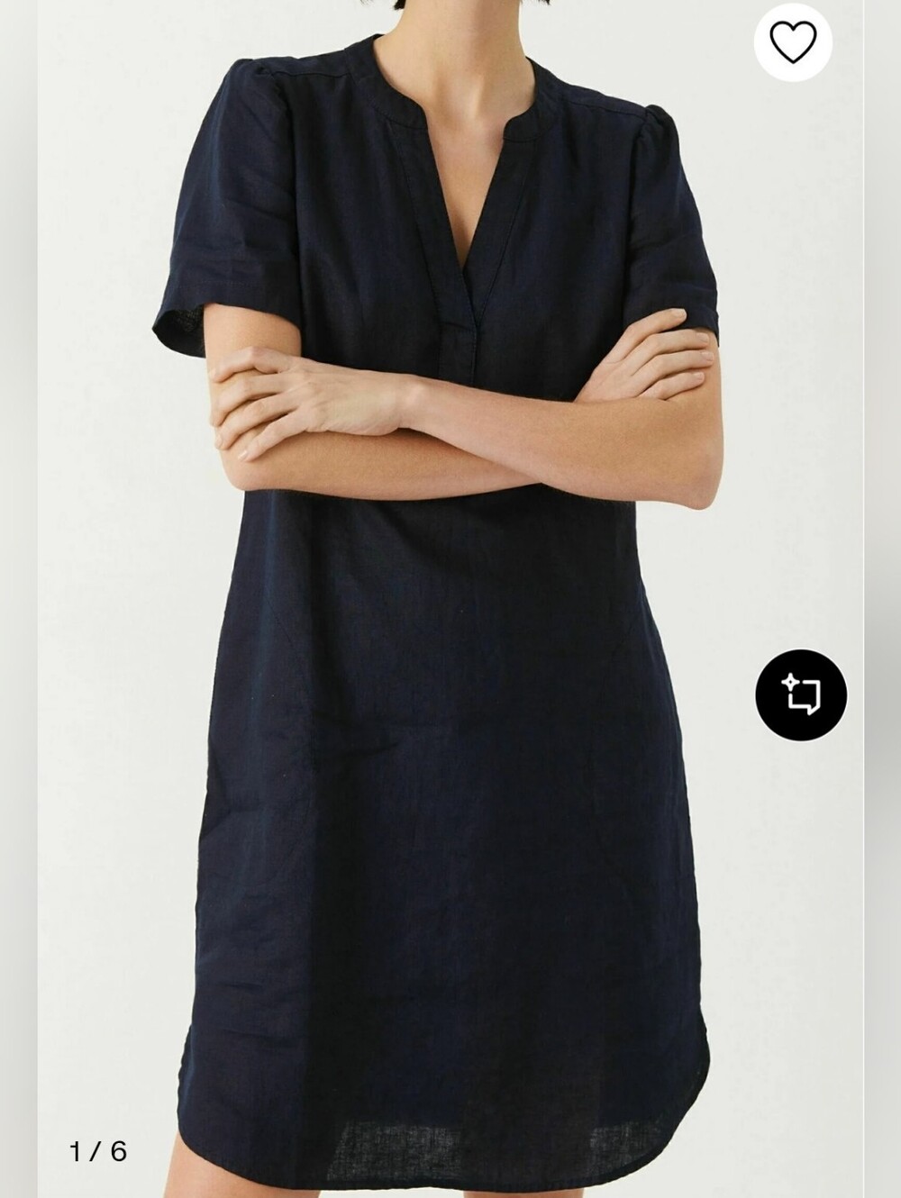 PART TWO Mini Dress Women Size 40 = 8-10 US Navy Blue 100% Lin With Pockets